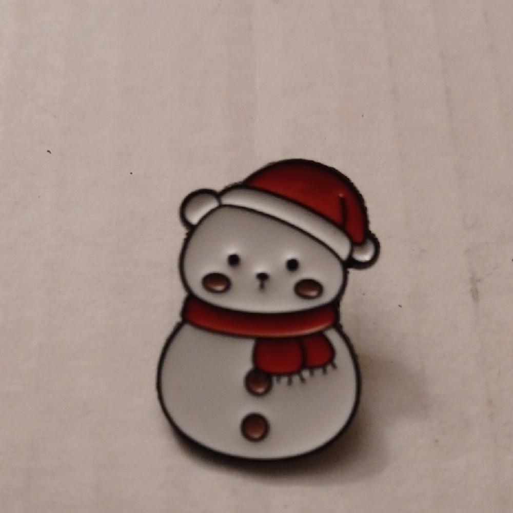 4/$30 New Cute Snowman Pin with Red Hat and Scarf